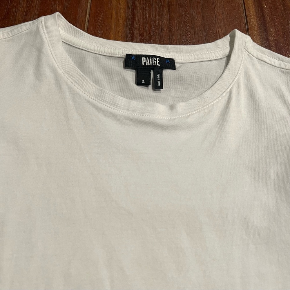 Paige White Ruffle Cap Sleeve Tee Top Size Small - Picture 4 of 7